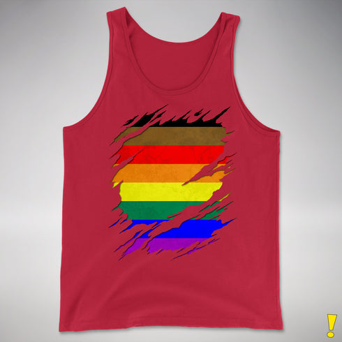 Philly LGBTQ Gay Pride Flag Ripped Reveal Premium Tank Top - Red